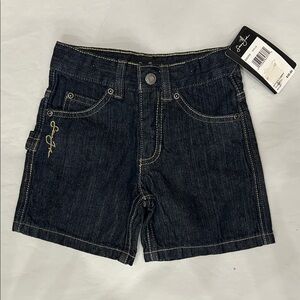 Sean John Dark Blue Denim Kids Shorts with Gold Stitching